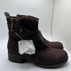 DUNES Women's Moto Boot 7 BROWN